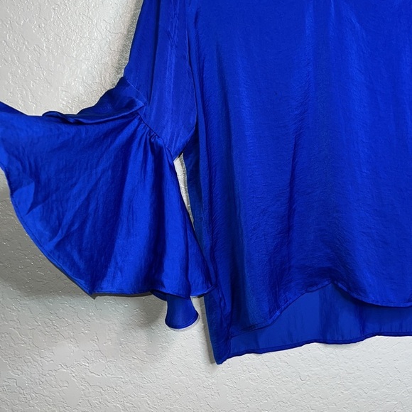 Blue Ruffle Long Sleeve Top - Picture 3 of 5